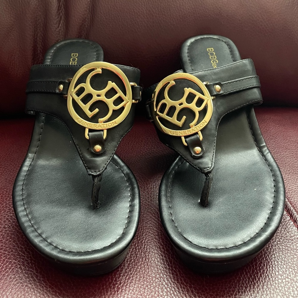 BCBG Black Wedges